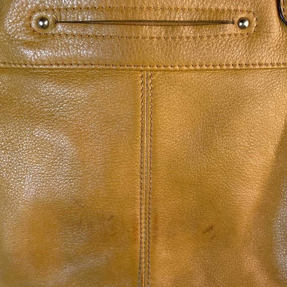 B. Makowsky Camel Leather Hobo w/ Braided Handle Magnetic Closure Leopard Lining - Picture 8 of 15